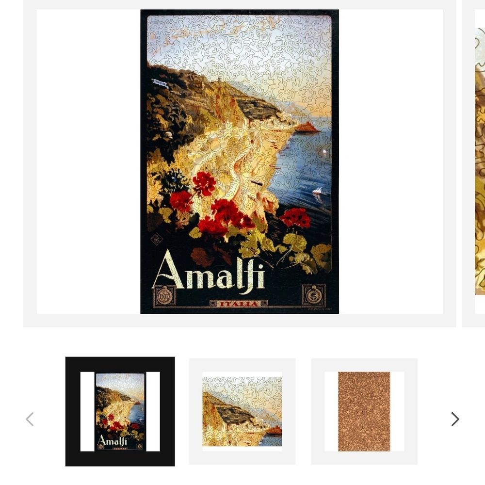 Amalfi Coast Art Print with Red and Gold Accents